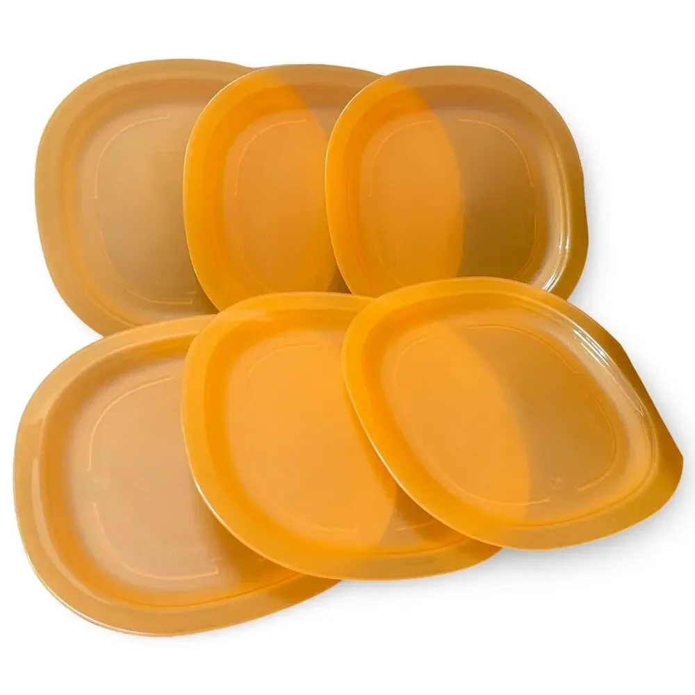 Tupperware 3398B Luncheon Plates Set of 6 Orange 9.5